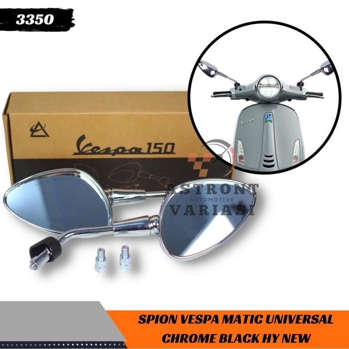Spion Model Vespa Black Chrome Universal Motor Honda Suzuki Vario Spin Satria Fu Beat Scoopy