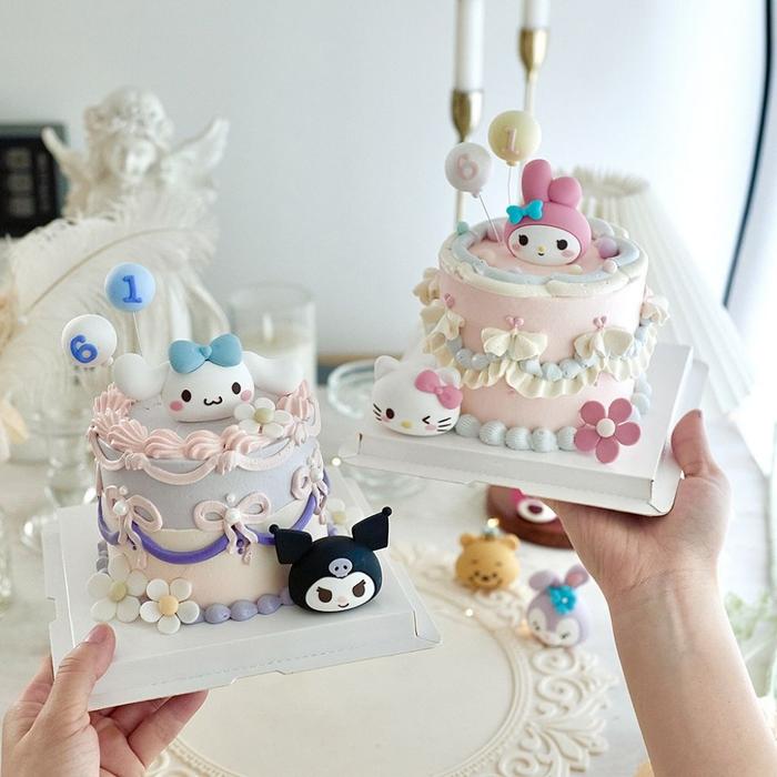 Sanrio Cake Topper Kuromi Melody Cinnamoroll Lotso Stella Lou Hiasan Dekorasi Kue Ulang Tahun Anak 3
