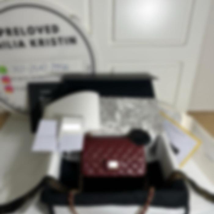 nego preloved 2023 Chanel mini classic handbag lambskin Burgundy GHW authentic
