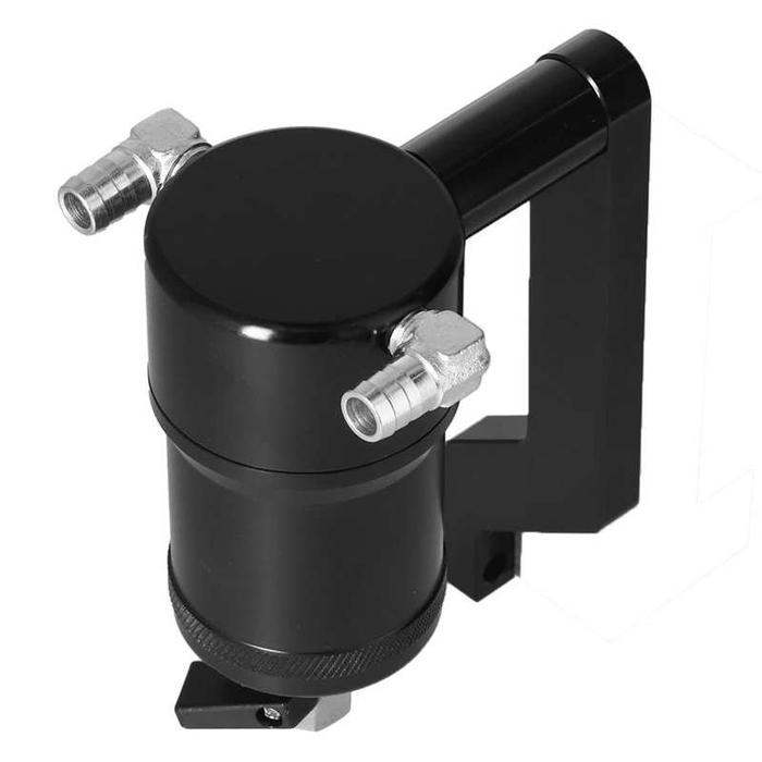 Car Engine Oil Catch Tank Reservoir Breather Can Kit Black Aluminum