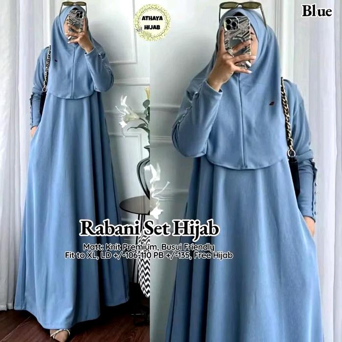 FREE HIJAB GAMIS RABANI POLOS KNIT TANGAN KANCING VARIASI LD 110 / GAMIS RABANI HIJAB / GAMIS WANITA