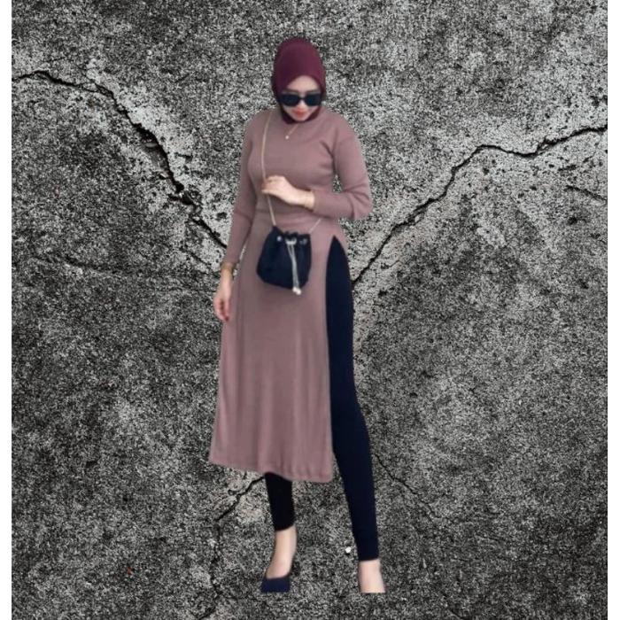 Rara Tunik Premium Rara Rajut Premium Rara Kiri Kanan Belah Samping
