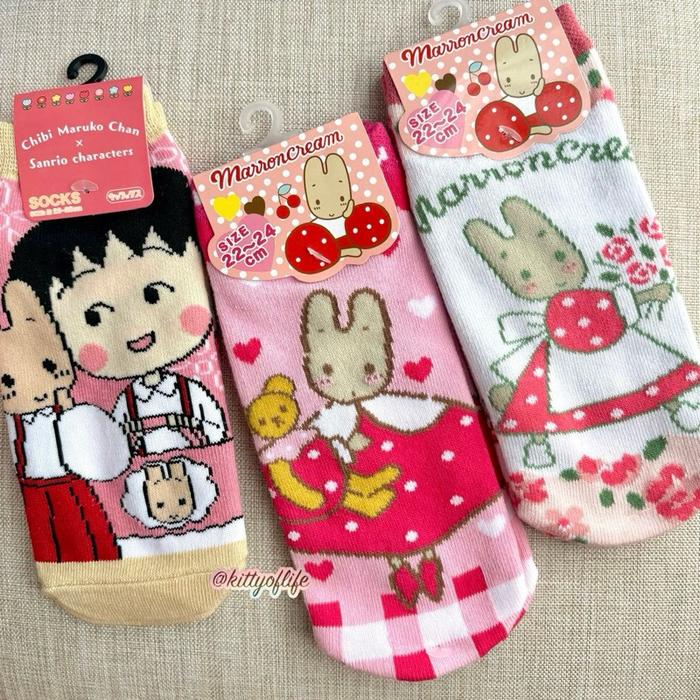 Kaos Kaki Marron Cream Chibi Marukochan MarronCream Sanrio Original