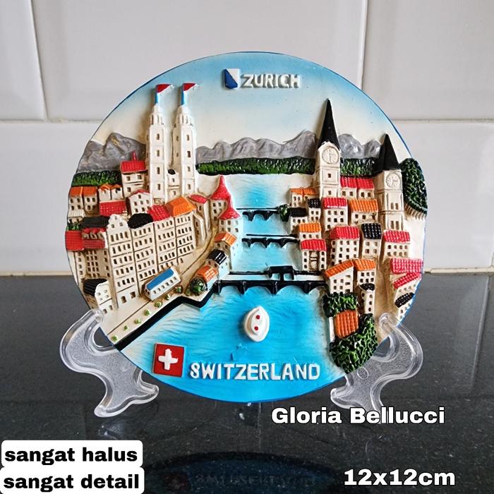 souvenir piring switzerland zurich hiasan gantung dinding negara swiss