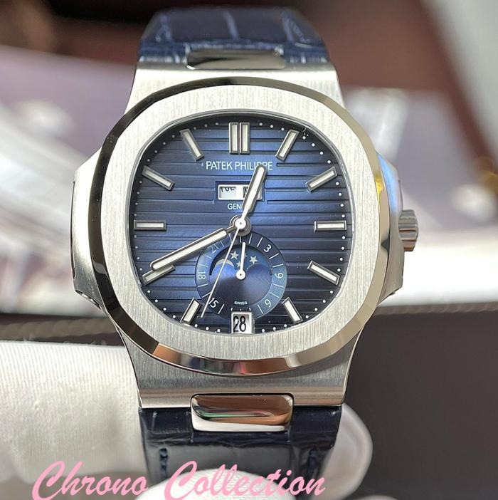 Jam tanganPatekPhilippe Best Replica Watch Nautilus 5726G Blue Leather Strap PPF 40mm
