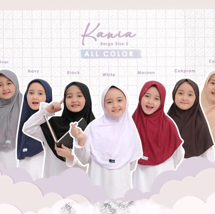 bergo kania kids azamka/kerudung anak sekolah/bergo serut/hijab instan tali serut