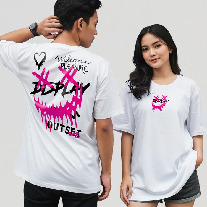 Kaos Distro DISPLAY Lengan Pendek Putih Terbaru/ Kaos Streetwear / Baju Distro Pria Atasan Standar V