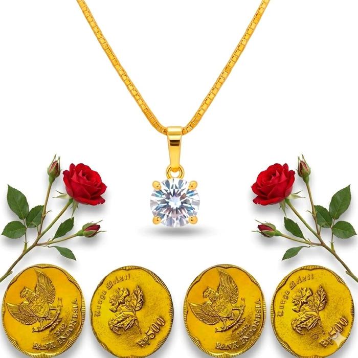 kalung wanita italy liontin mata satu anti luntur terbuat dari bahan koin 1991 1995