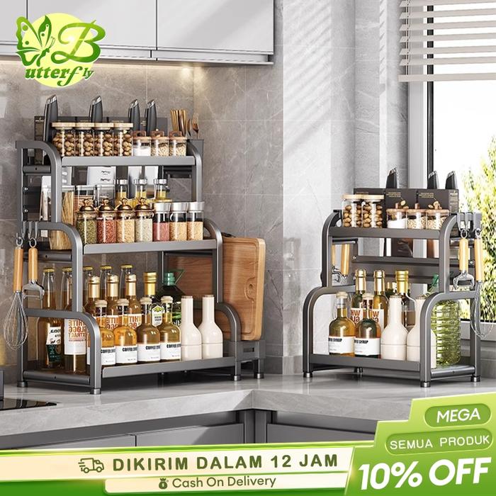 Rak Bumbu Dapur Stainless Steel Rak Bumbu Dapur Estetik Rak Botol Bumbu Rak Penyimpanan Bumbu Dapur