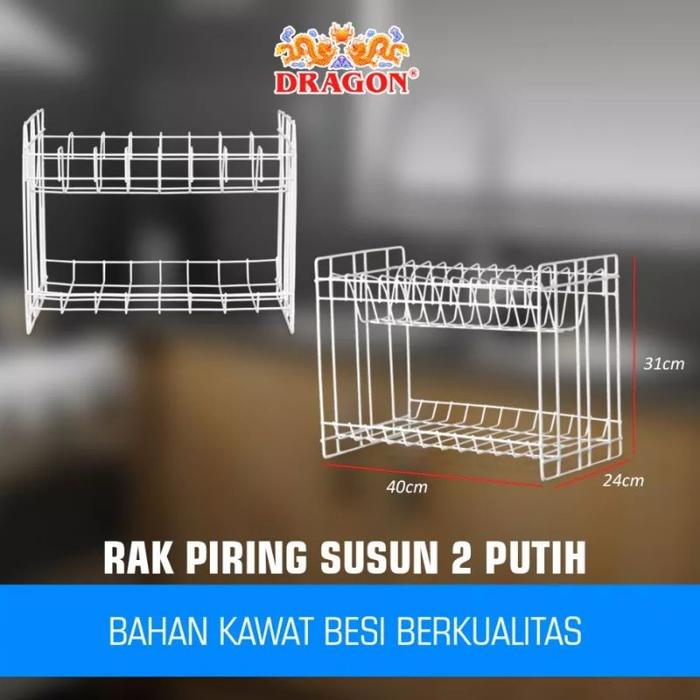 DRAGON Rak Piring Susun 2 Rak Piring Minimalis Rak Piring Kawat Besi Berkualitas