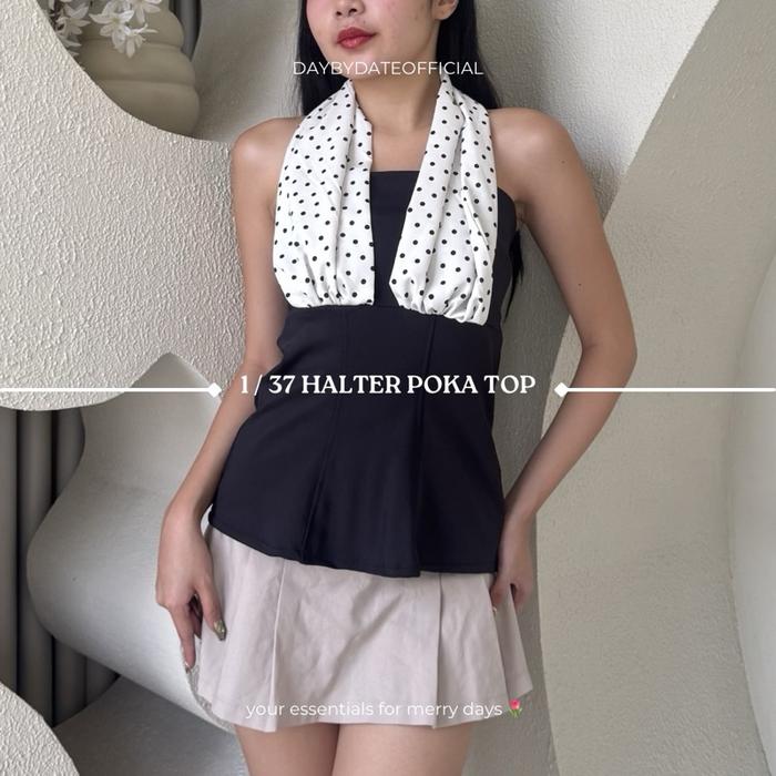 1 / 37 Halter Poka Top | Halter Top V Neck Halter Neck Top Halter Neck Top Wanita Halter Neck Polkad