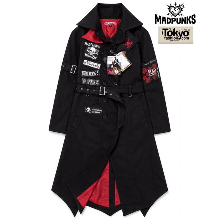 Mad Punks Seditionaries assymetrical Acid Jazz seditionary Long Trench Coat Jacket (Black)