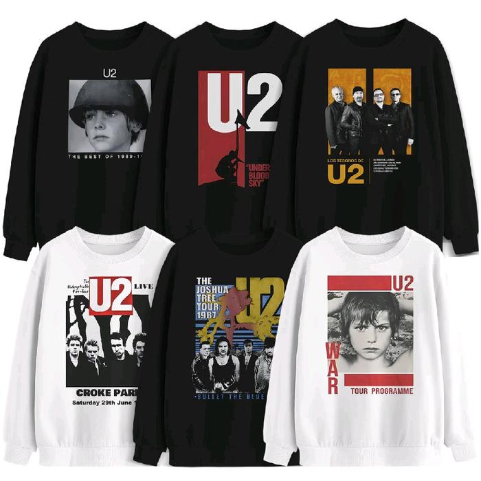 Sweater Crewneck Band U2 SERIES Crewneck Premium Pria Wanita Unisex Motif Sablon High Keren Lembut N