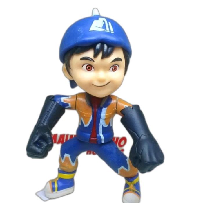 Mainan Action Figure Boboiboy Gempa2 dengan Desain Kostum Biru dan Orange untuk Anak-anak