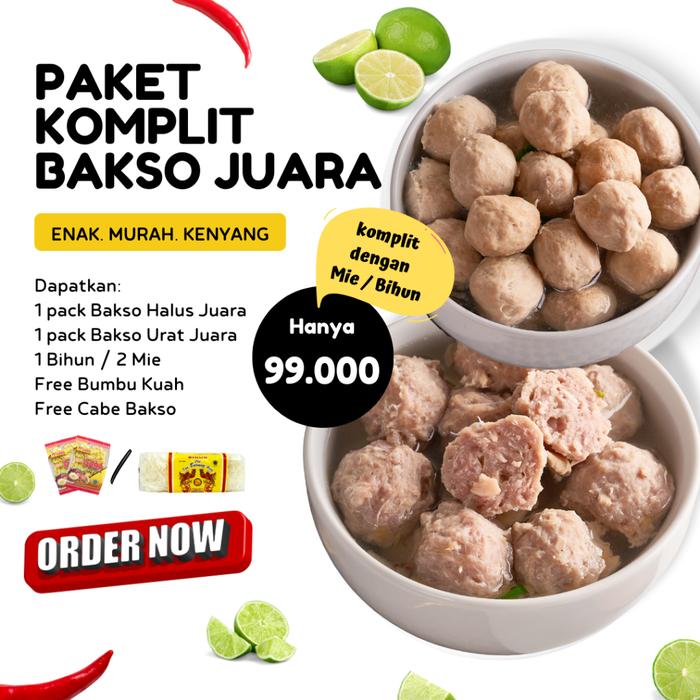 Paket Komplit Bakso Juara Bakso Halus Urat Sapi Warisan Ibu