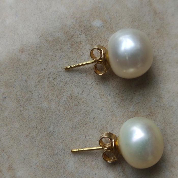 anting emas 750 mutiara asli