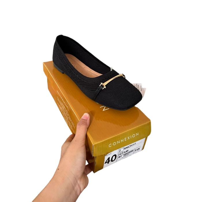 Sepatu Merk Connexion original Casual Shoes Hitam Wanita Flat Kerja