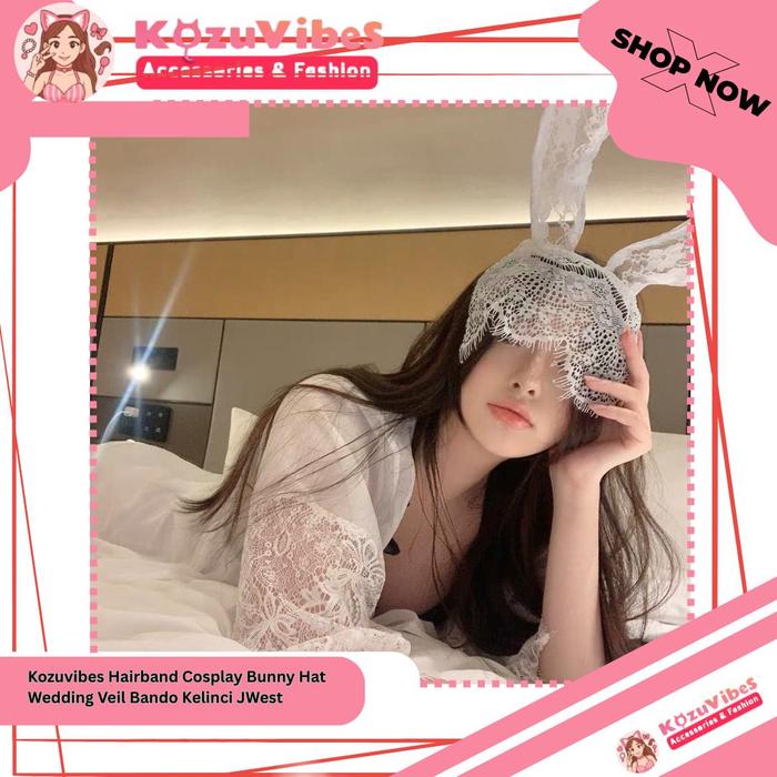 Kozuvibes Hairband Cosplay Bunny Hat Wedding Veil Bando Kelinci JWest