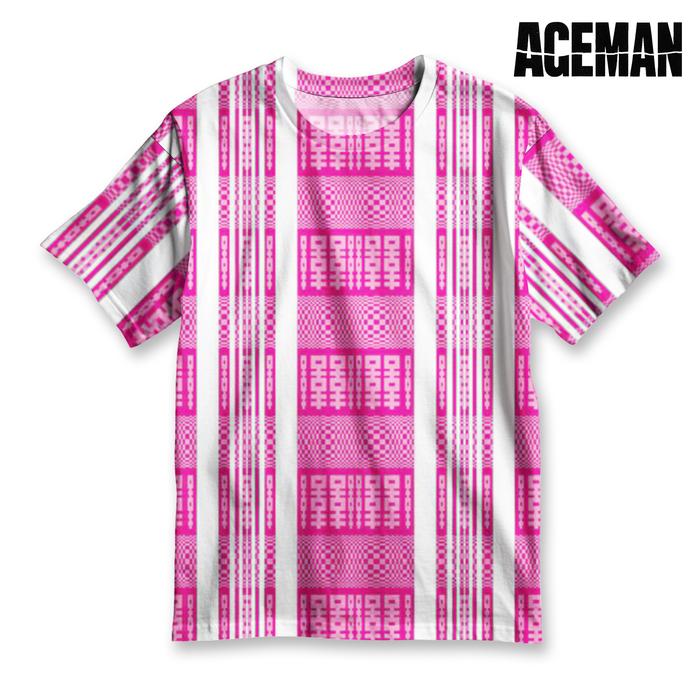 AGEMAN Kaos Pria Fullprint Lengan Pendek Motif Sprei Kasur Jadul Pink Putih | AG-KS 02