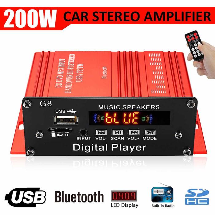 G8 200W 12V Mini Car Bluetooth Amplifier HIFI Audio Power