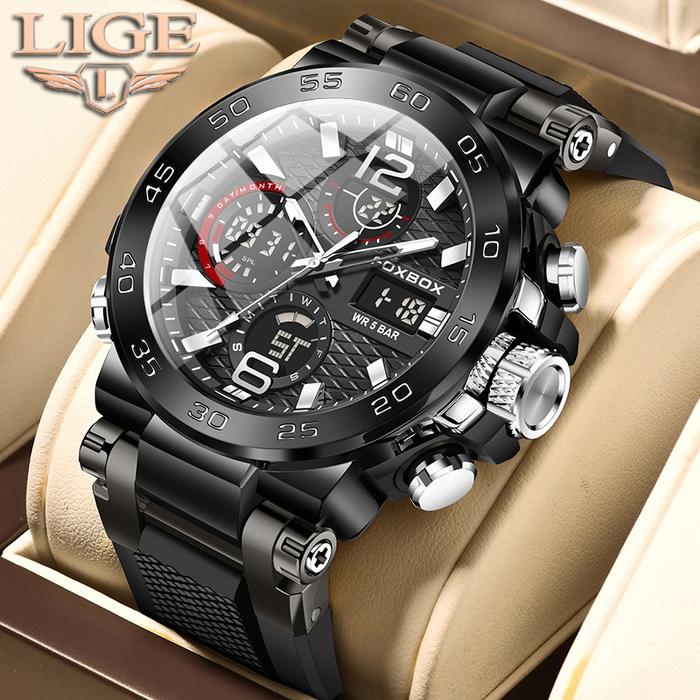 NEW Jam Tangan Digital Bisnis Jam Tangan Penyelam Modis Asli Pria Jam Tangan Chronograph Militer Tah