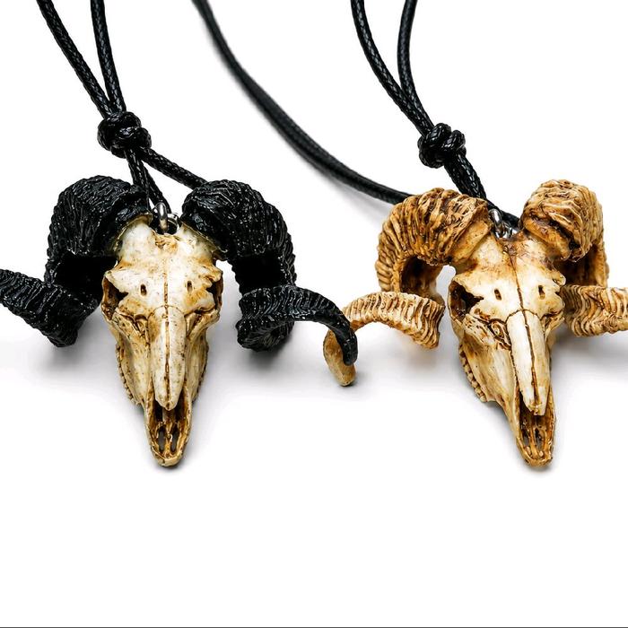 Pendant Tengkorak Domba Miniatur Resin Kalung Unik untuk Hadiah