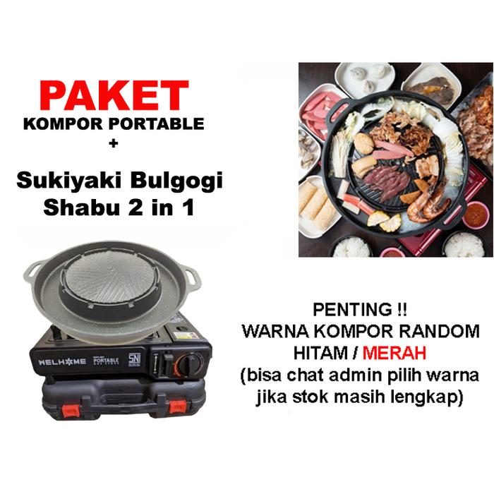 SONIFER Paket SUKIYAKI Grill Pan Shabu Steambot Hotpot & Kompor Portable 2 in 1