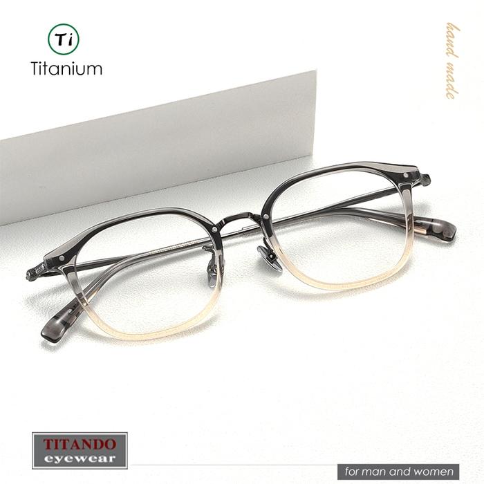 Japanese Style Titanium and Acetate Combination Square Frame for Men Women Optical eyeglasses Eyevan