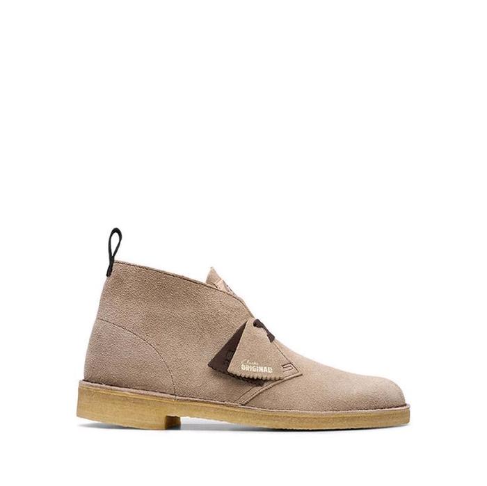 CLARKS Men's Shoes Desert Boots Wolf Suede Sepatu Boot Casual Pria Original - Brown