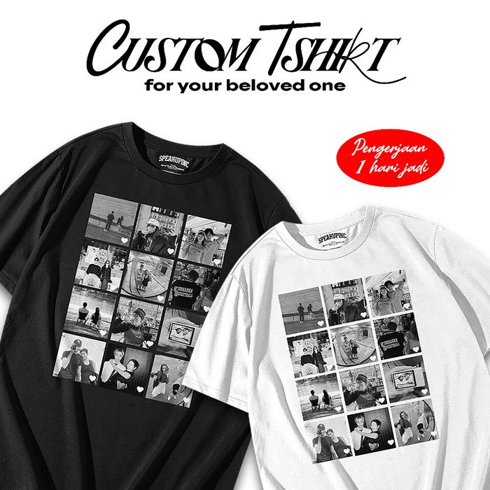 [COD]Kaos Couple Pasangan Moment Memories Feed IG Custom Foto Free Desain 100% Cotton Unisex Hitam P