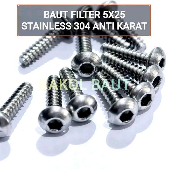 Baut Box Filter 5X25 Stainless Steel 304 Anti Karat Kunci L