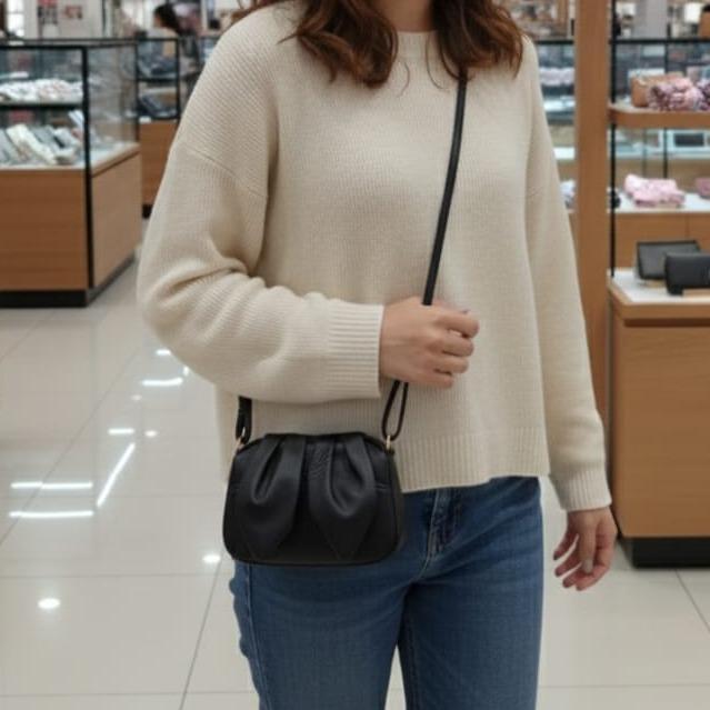 AMANDA Tas Selempang Wanita Mini Model Telinga Kelinci Muat HP Dompet Lipat PX18 LX6 TX13 cm Desain 