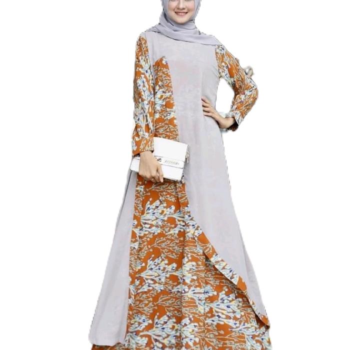 dress rose print dua warna