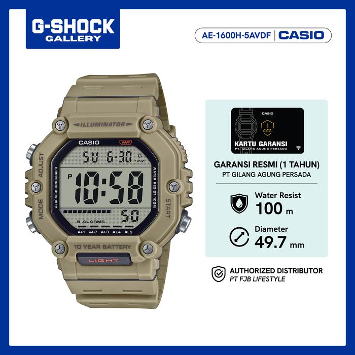 Casio Jam Tangan Pria AE-1600H-5AVDF Digital Stopwatch
