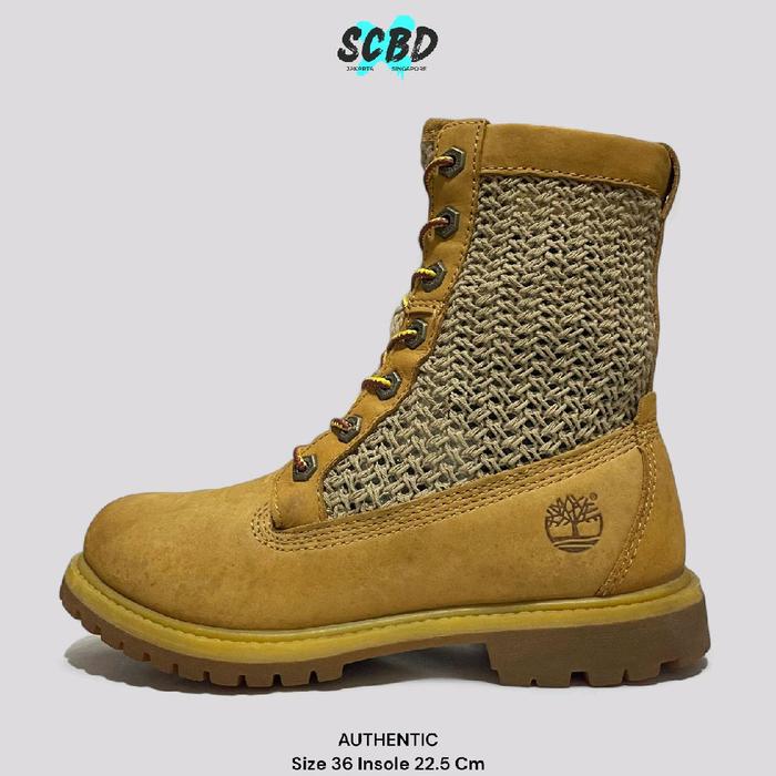 Sepatu Boots High Wanita Kulit Waterproof Timberland Combat Original Second Size 36