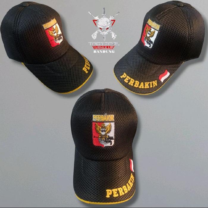topi taktikal Perbakin jaring doubelmes bordir hitam