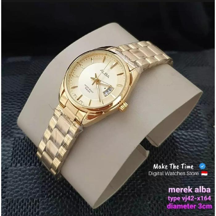 Jam Tangan Alba 4D1741 Cewek Analog Tanggal Aktif Rantai Stainless
