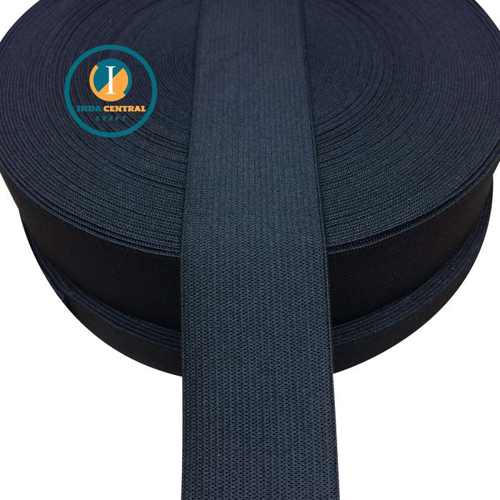 TALI KARET ELASTIS GOODWIN LEBAR 3.8 CM HITAM PER ROLL ISI 25 METER