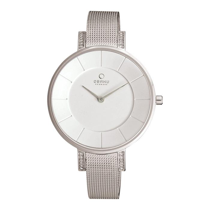 Jam Tangan Wanita Obaku V158LECIMC Lun Steel White Dial Mesh Strap