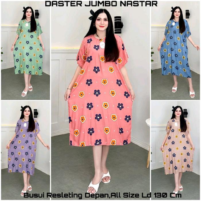 Daster Jumbo Nastar Busui LD 130 - Baju Wanita Rayon Panjang - Pendek, Dress, Setelan, Kancing, Piya