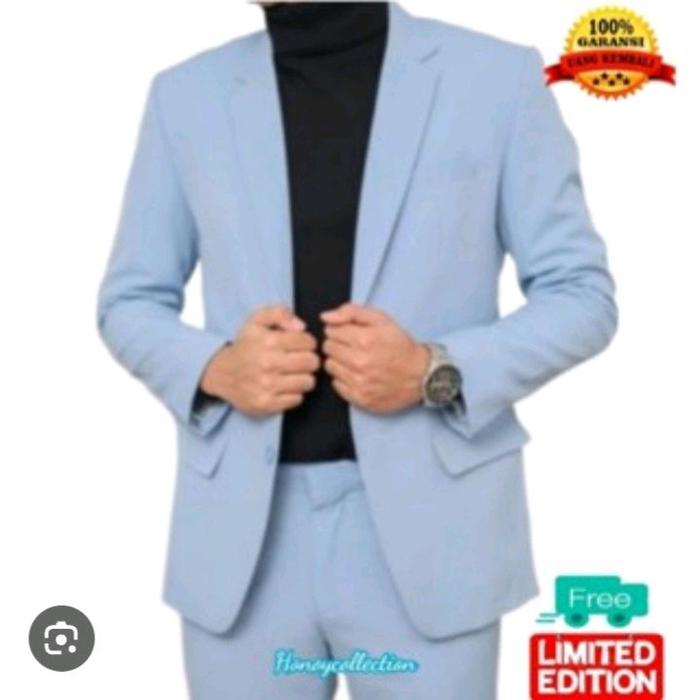 Jas pria biru muda/ blazer pria biru muda/ jas blazer warna biru muda/ jas pria Formal Slimfit