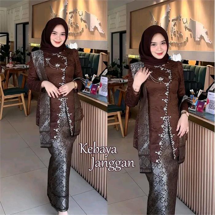 Kebaya Janggan AYU Series Brokat Premium Rok Motif Songket Kutubaru Wanita Jawa Tradisional Set Keba