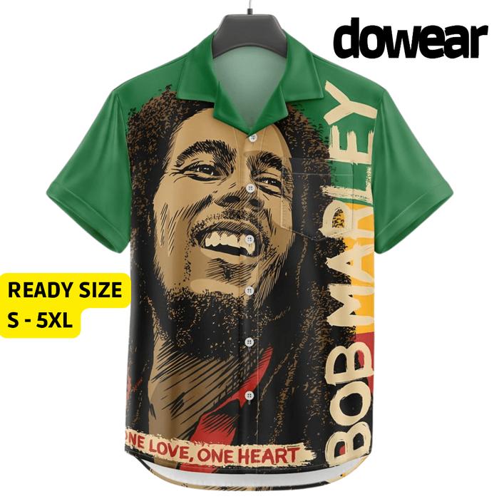 Dowear Baju Shirt Kemeja Motif Pria Wanita Unik Bermotif Kekinian Oversize Jumbo BOB MARLEY 013