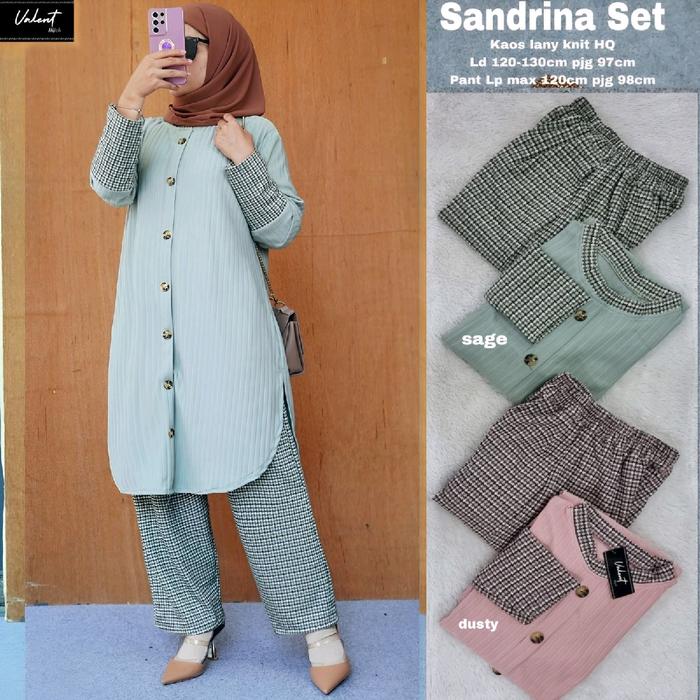 Setelan Baju Wanita Sandrina Set by Valent Setelan Atasan dan Celana Panjang Trendy
