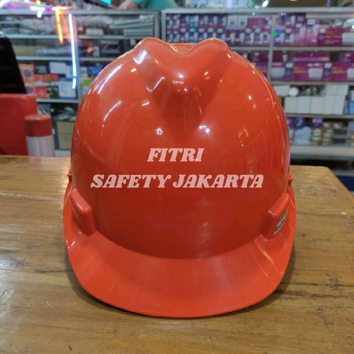 HELM MSA V-GARD HELMET PROYEK FULL SET - HELM MSA V-GARD WARNA ORANGE HELMET KESELAMATAN