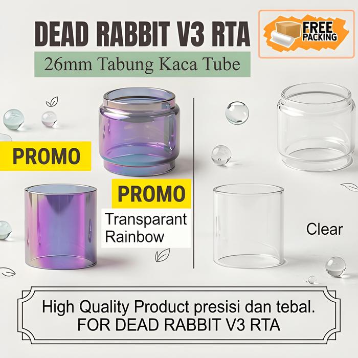 (Laku) DEAD RABBIT V3 RTA Replacement Glass | tabung kaca tube tank