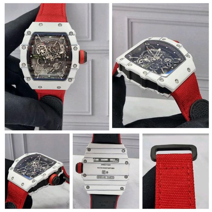 Dr.Jam II RM RM35 35-01 WHITE CARBON RMF 43MM RED NYLON STRAP TIER 5