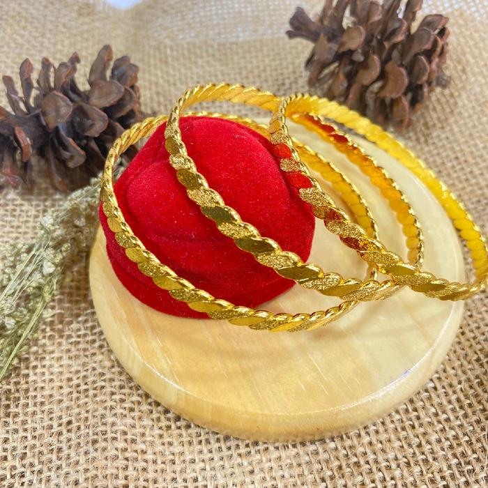 Gelang Keroncong Lapis Emas Anti Karat Bahan Crum Asli - Aman Dipakai Setiap Hari Cincin