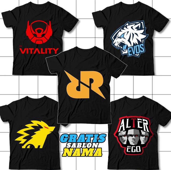 (Free Nama) Kaos Atasan Anak Gambar TEAM ESPORTS ML FF PUBG VALORANT RRQ EVOS ONIC ALTER EGO BTR GEE