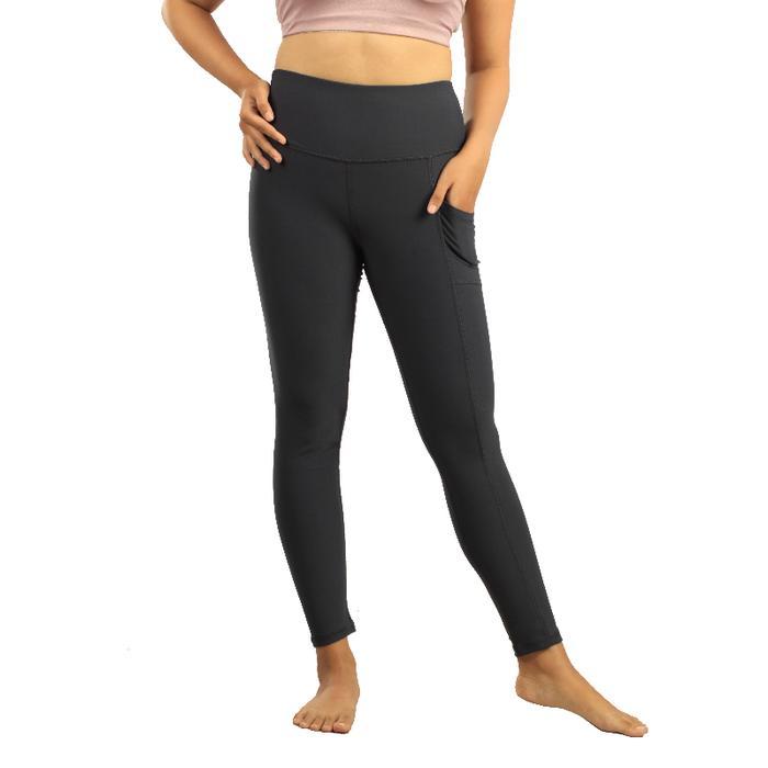 Celana Olahraga 90 Degree High Rise Side Pocket 7/8 Legging-Grey Mauve